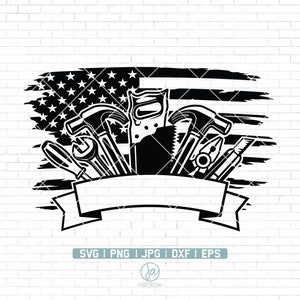 US Flag Carpenter SVG | Carpentry Tools SVG | Workshop Svg | Builder Svg | Tools Svg | Repair Tools Svg File for Cricut | Png Dxf Jpg eps