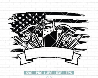 US Flag Carpenter SVG | Carpentry Tools SVG | Workshop Svg | Builder Svg | Tools Svg | Repair Tools Svg File for Cricut | Png Dxf Jpg eps