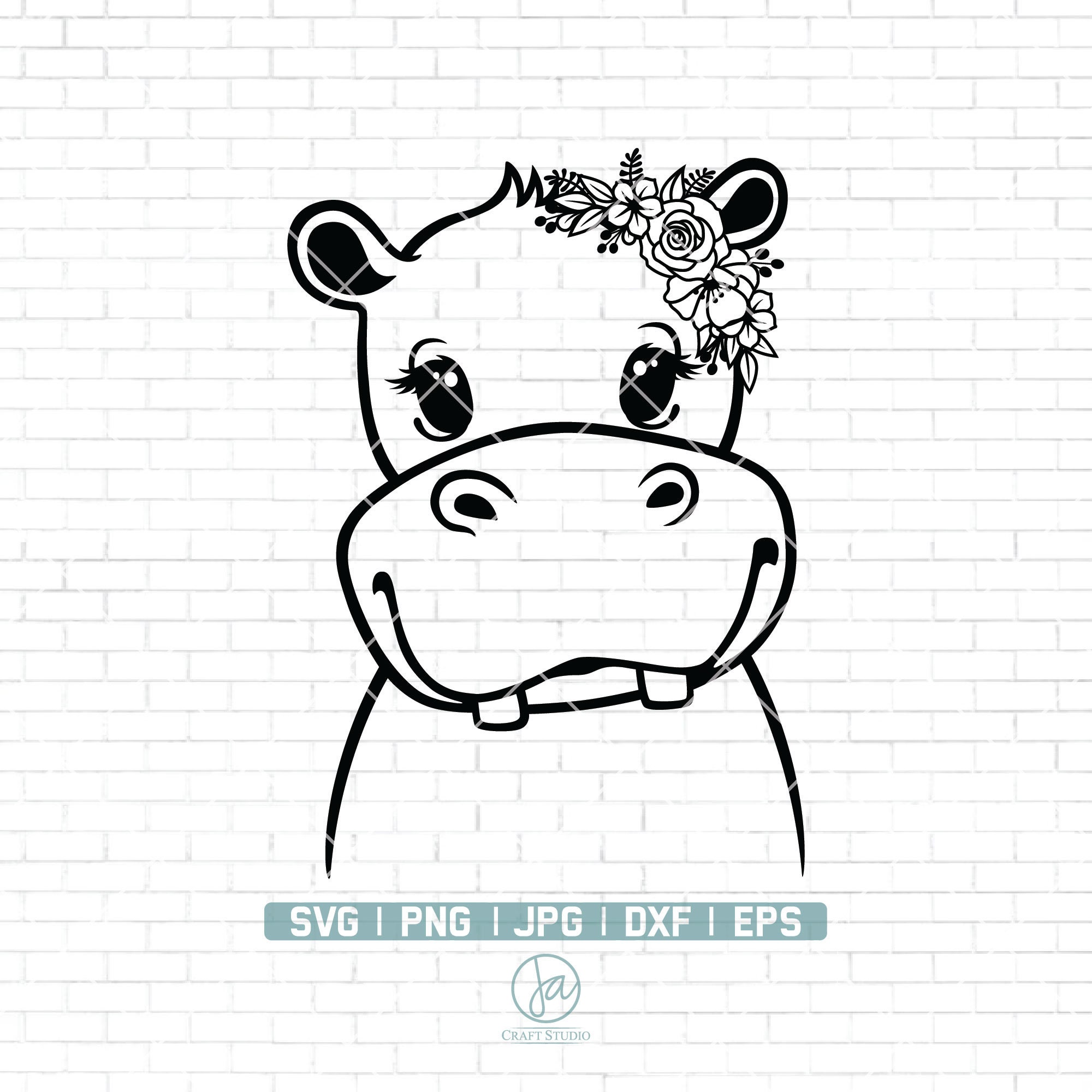 Download Baby Hippo with Flower Crown SVG Hippo Svg Hippo cut file ...
