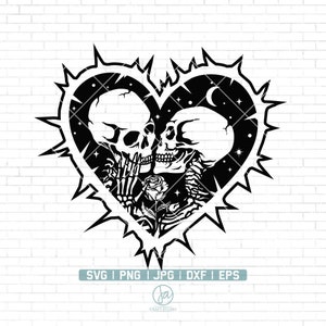 Skull Lovers SVG #2 | Skull Couple Svg | skeleton Svg | Dead Skeleton Skull Svg | Skull Svg | Gothic Svg | Cricut & Silhouette | Png Dxf Eps