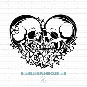 Skull Lovers SVG Bestand | Skull Lover Kiss Svg | Skelet Svg | Dead Skeleton Love SVG | Floral Skull Lovers SVG | Skull Svg Files voor Cricut