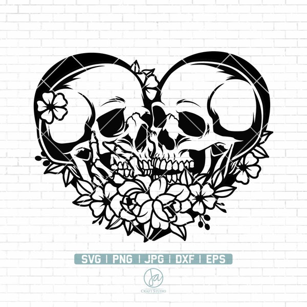 Skull Lovers SVG File | Skull Lover Kiss Svg | Skeleton Svg | Dead Skeleton Love SVG | Floral Skull Lovers SVG | Skull Svg Files for Cricut