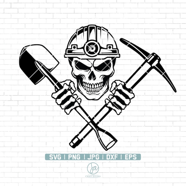 Coal Miner Skull Svg File | Mining Skull Svg | Skull Clipart | Miner Svg | Miner Skull Svg | Coal Mining svg | Mining Clipart | Dxf Png Jpg