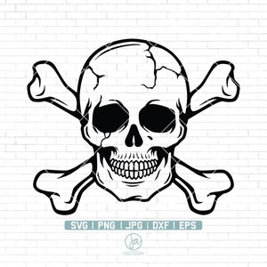Skull with crossed bones Svg | Skull and Bones Svg | Skull Svg | Skull Clipart | Skull Shirt | Skull svg file for cricut and silhouette