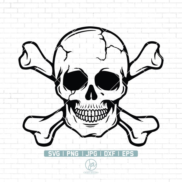 Skull with crossed bones Svg | Skull and Bones Svg | Skull Svg | Skull Clipart | Skull Shirt | Skull svg file for cricut and silhouette