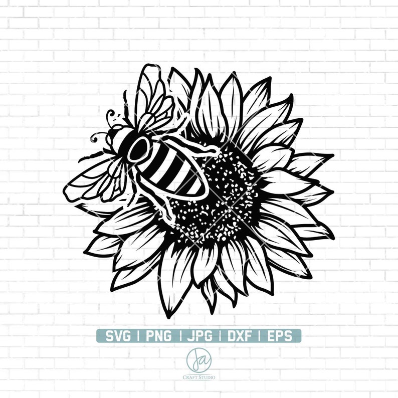 Bee and Sunflower SVG PNG Bee Svg Sunflower Svg Bee Etsy