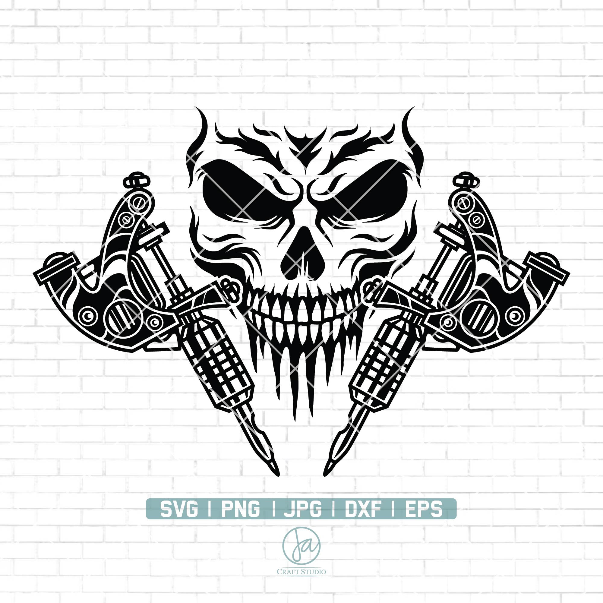 Crossed Tattoo Machine Svg Skull Tattoo Machine Svg Tattoo Etsy