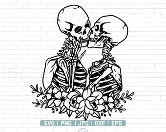 Skull Lovers Svg | Lovers Svg | Skull Svg | Skull Couple Svg | Gothic Svg | Gothic Lovers Svg | Cricut & Silhouette | Vector Png Dxf Jpg Eps