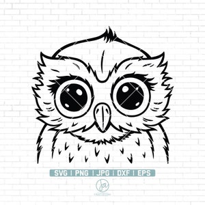 | Svg Contour de la chouette | de fichier Owl SVG | de fichier Owl cut | du visage animal Chouette mignonne Svg | | vectoriel Owl Owl Svg File pour Cricut et Silhouette
