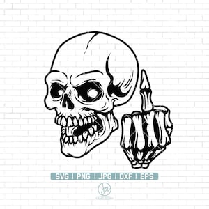 Skull Middle Finger Svg | Skull SVG | skeleton SVG | Skull Clipart | Skull Cut Files For Silhouette | Files for Cricut | Png Dxf Jpg Eps