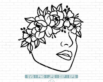 Floral woman Svg File | Flowers SVG | Silhouette Woman with flower Svg | Floral Svg | Floral Woman Svg File for Cricut and Silhouette