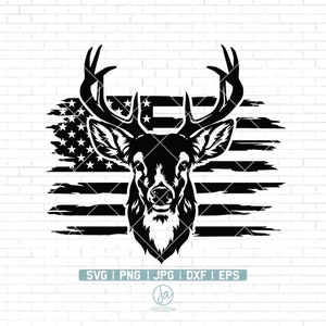 Deer Flag Svg | Hunting Svg | Deer Svg | Hunting Clipart | American Flag Deer Svg | Deer Hunting Svg | Instant Download | Vector Png Dxf Eps