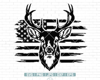 Deer Flag Svg | Hunting Svg | Deer Svg | Hunting Clipart | American Flag Deer Svg | Deer Hunting Svg | Instant Download | Vector Png Dxf Eps