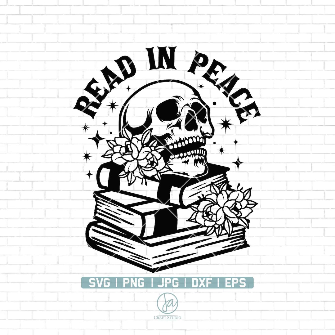Floral Book Svg Skull SVG Books SVG Mystical Svg Reading Svg Halloween