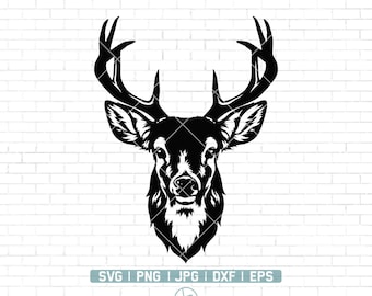 Deer Svg | Deer Head Svg | Deer Hunting Svg | Hunting Svg Files | Animals Svg | Deer Silhouette | Deer Clipart | Deer Vector | Png Dxf Eps