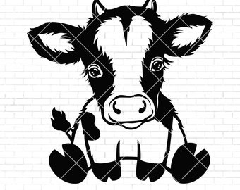 Cute cow svg | Cute Cow Sitting Svg | Baby cow svg | Cow svg | Cow Print Svg | Kid Farm | Boy Girls Cow | Cow Birthday | Png Dxf Jpg Eps