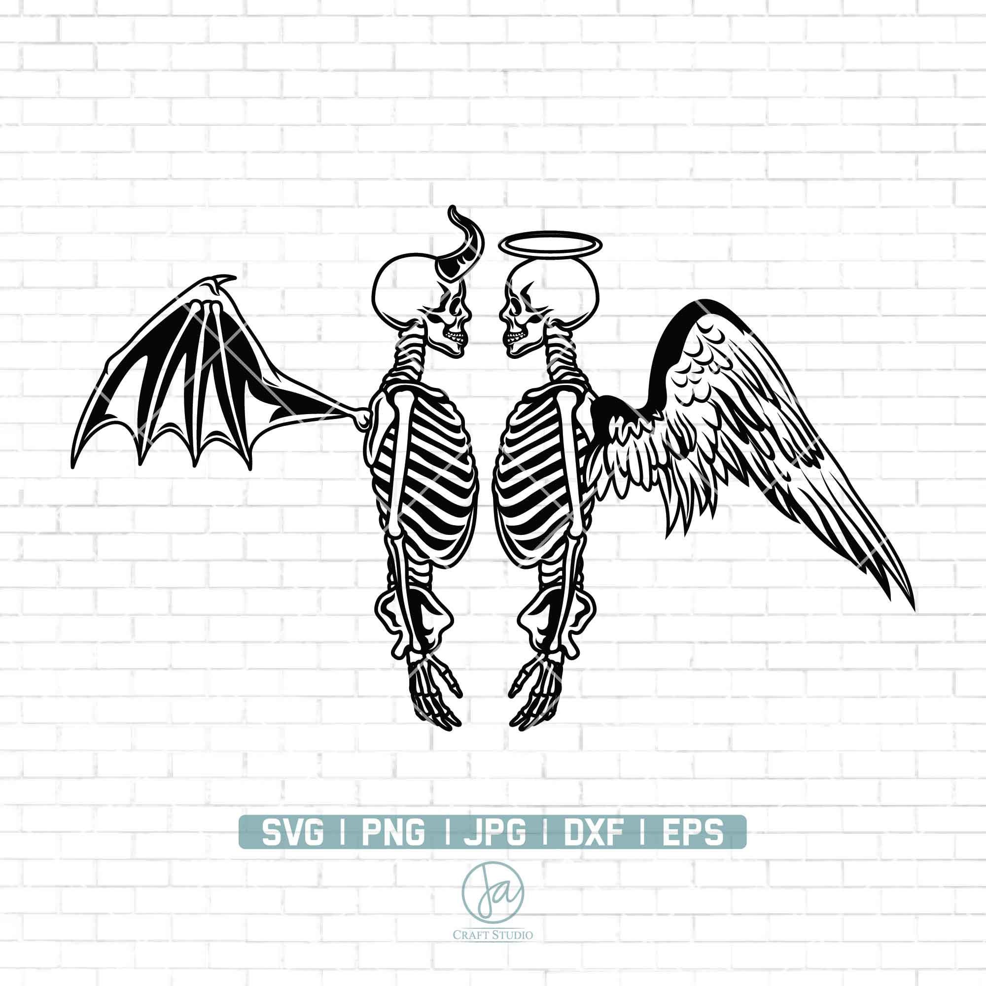 170+ Drawing Of Angel And Devil Wings Tattoo Designs Illustrations