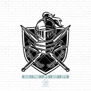Knight SVG | Knights mascot svg | Knighthood Svg | Swordsman Musketeer Svg | War Metal Armour Sports Shield Mascot | Png Dxf Jpg Eps