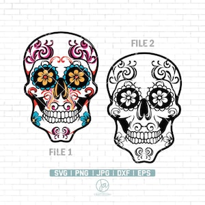 Sugar skull svg | Day of the dead svg | Mayo svg | skull svg | skeleton svg | dia de los muertos svg | sugar skull vector | Png Dxf Jpg Eps