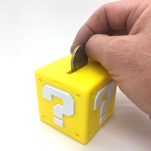 3D Printed Mario Question Block themed Money Coin Storage Box 2 sizes