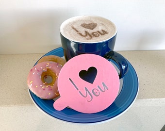 Kaffee Schablonen 3D gedruckt Liebe Herz passen 80mm Tasse Felge Einzel oder 3 Pack Valentinstag