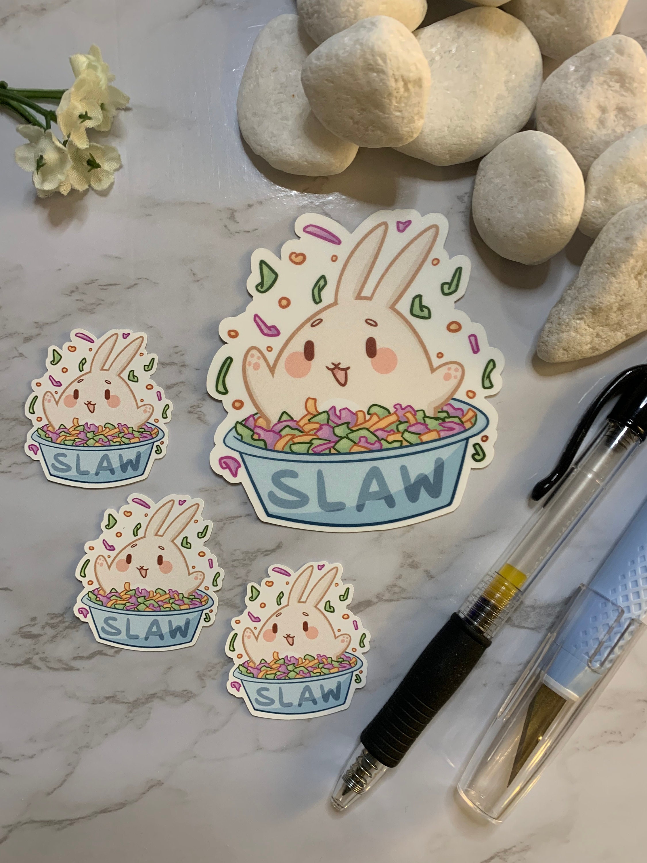 Slaw Bunny pegatina resistente a la intemperie Etsy