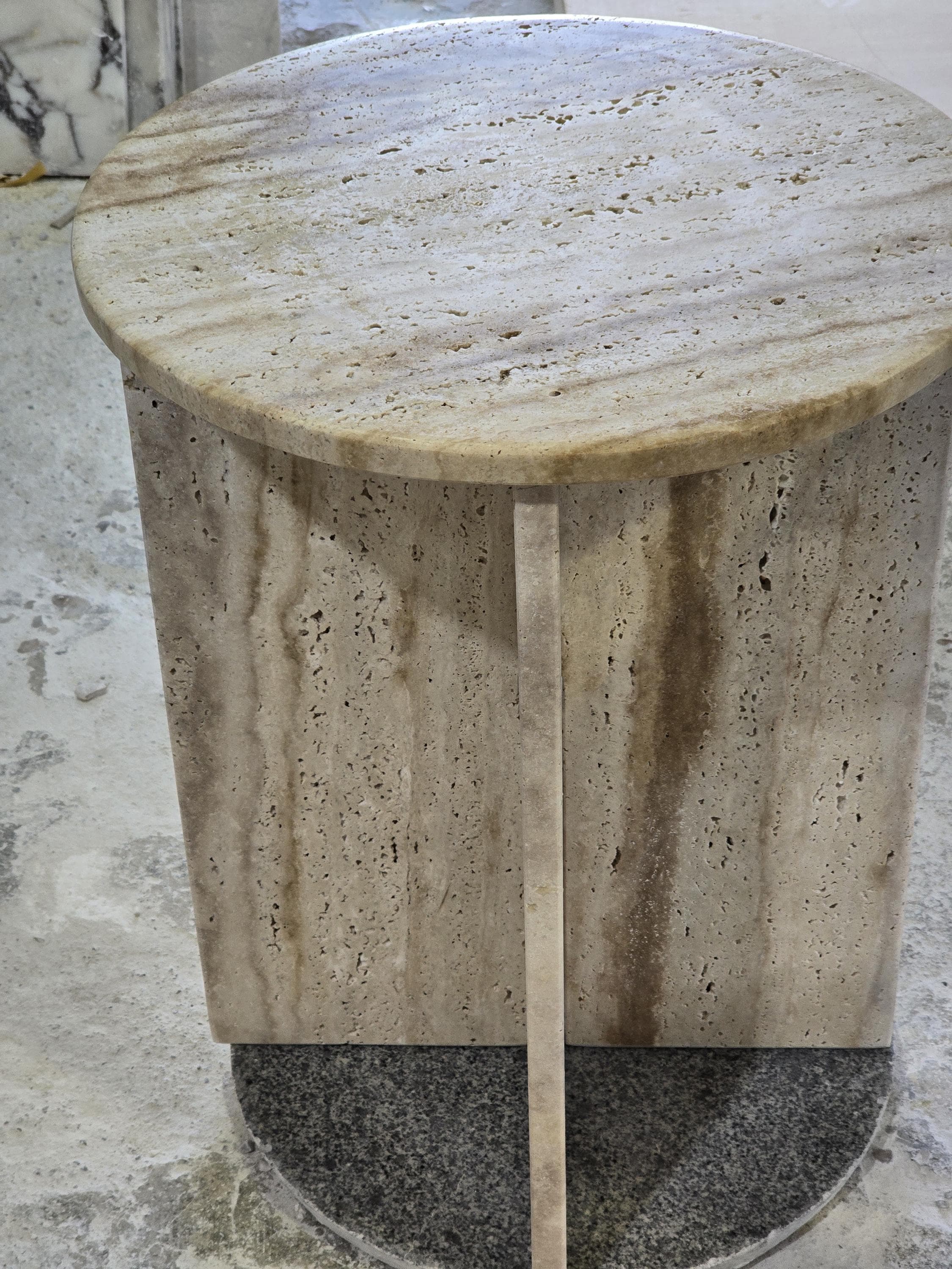 Travertine Marble side table, end table, italian marble 100% handmade, coffe table