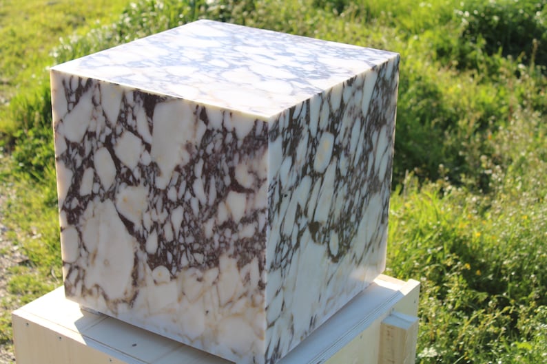 Calacatta Viola Marble side table, end table, italian marble 100% handmade, cube marble, height 40 cm 15.7'' free shipping image 2