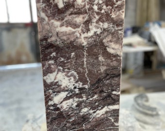 Handmade Dark Calacatta Viola Marble Plinth: Cube Side Table