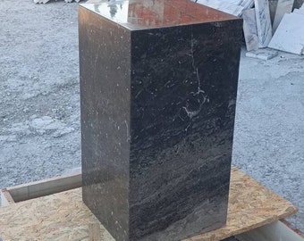 Handmade Brown Marble Cube Side Table