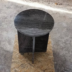 Handmade Brown Marble Side Table: Italian Model End Table