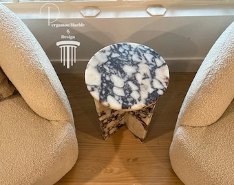 Calacatta Viola Marble Side Table End Table FREE TAX USA