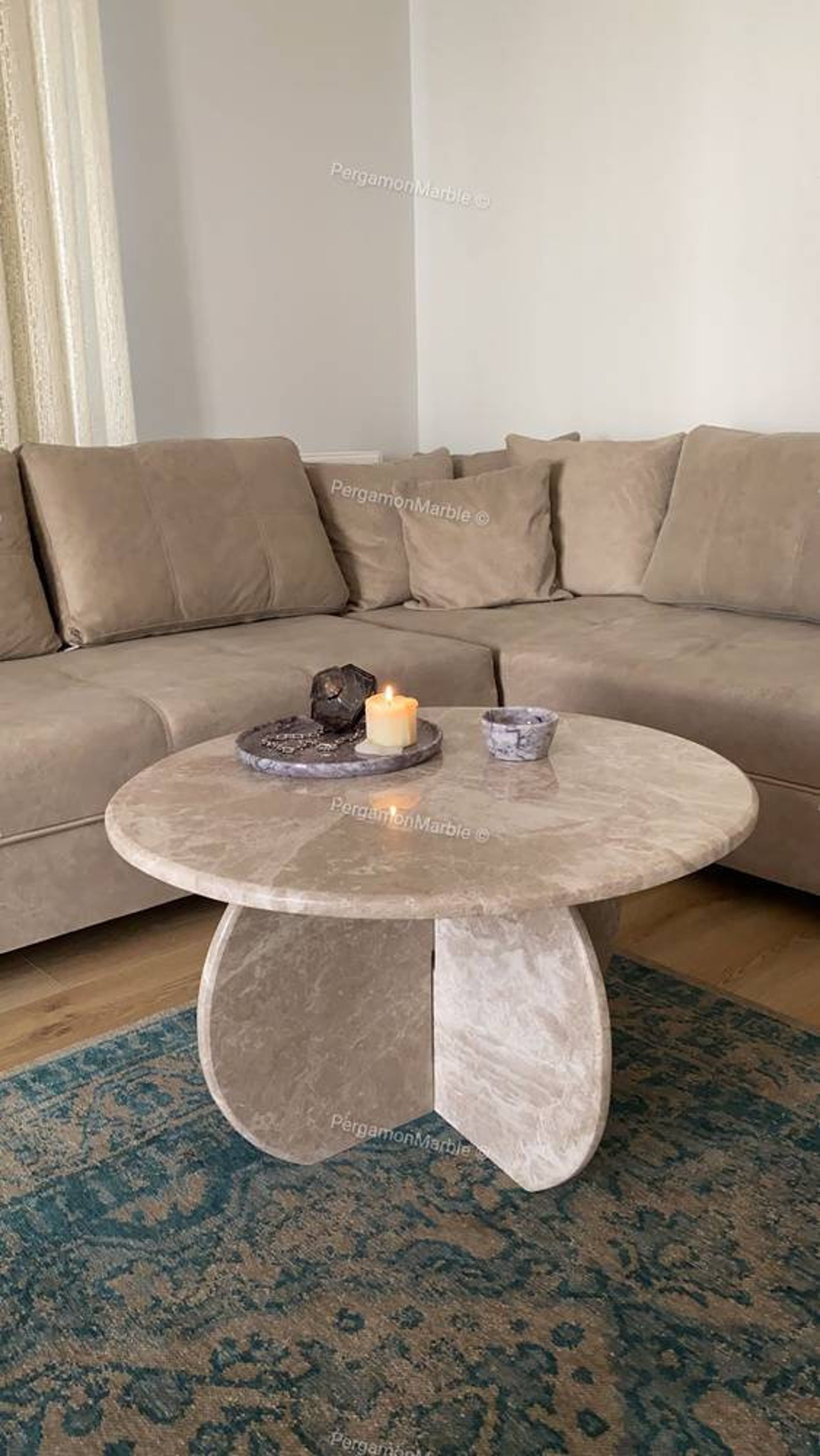 Beige Color Marble Coffee Table is Real Marble and Handmade - Etsy