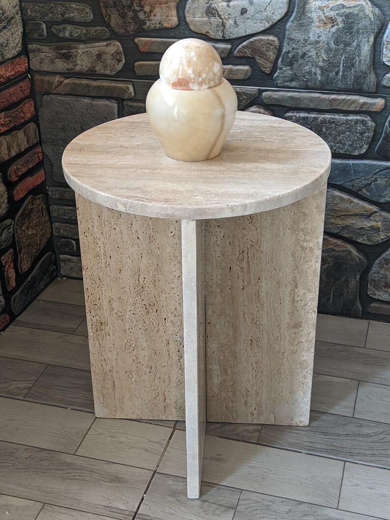 Travertine Marble Side Table End Table Italian Marble 100 Etsy