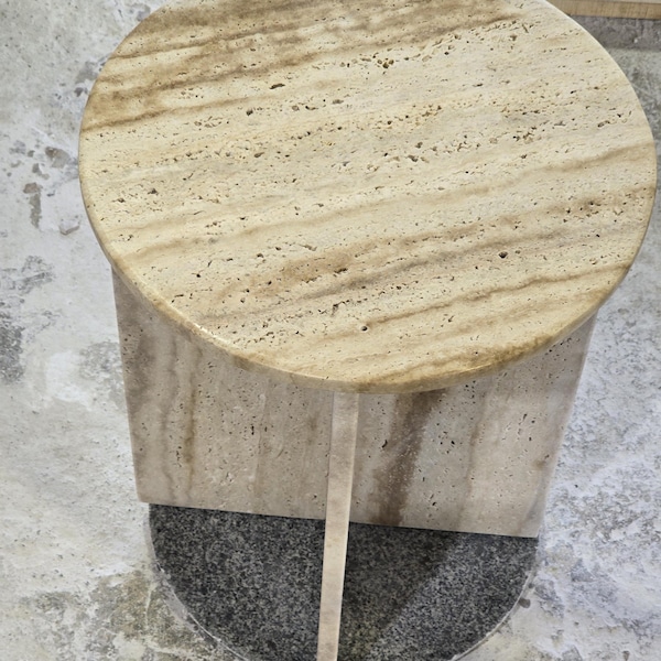 Handmade Travertine Marble Side Table: Italian Coffee Table