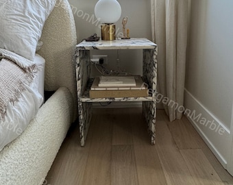 Calacatta Viola Marble side table, end table, italian marble 100% handmade, coffe table, real stone