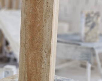 Handmade Travertine Cube Side Table: Nightstand End Table