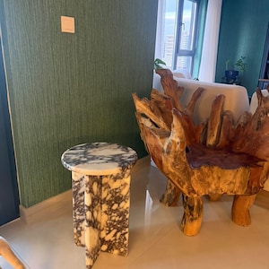 Calacatta Viola Marble Side Table End Table Free Tax USA