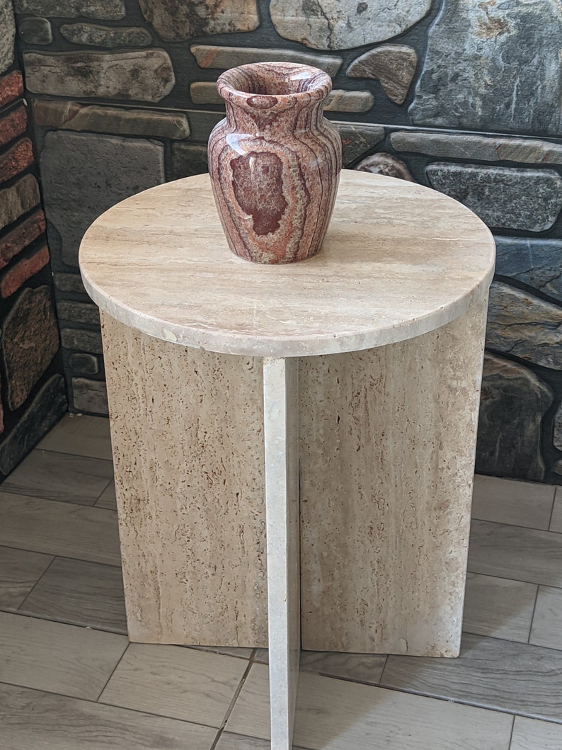 Travertine Marble Side Table End Table Italian Marble 100 Etsy