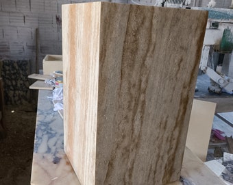 Travertine Cube Table Modern Nightstand, 23.6" Height free tax usa
