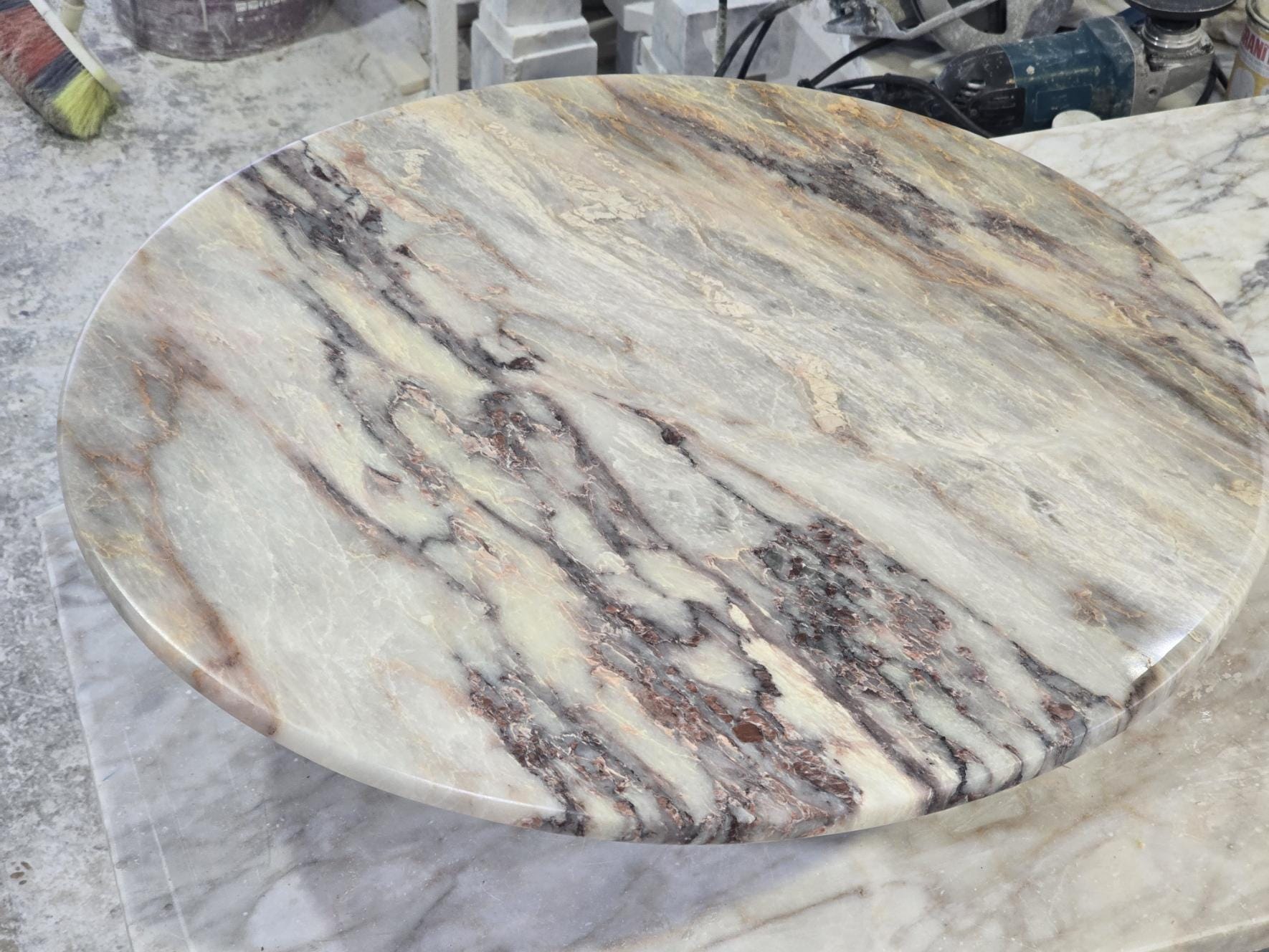 Handmade Salome Marble Table Top: 23.5" Real Marble