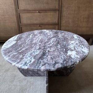 Handmade Calacatta Viola Marble Coffee Table: Italian Design