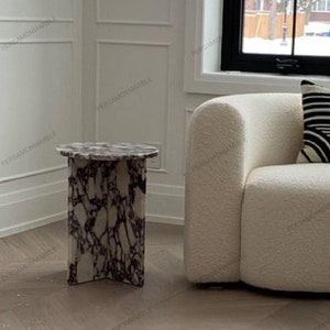 Calacatta Viola Marble side table, end table,nightstand italian marble 100% Handmade Product image 6