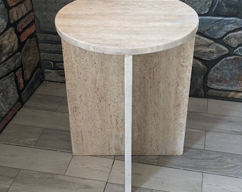 Travertine Marble side table, end table, italian marble 100% handmade, coffe table