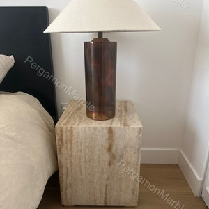 Travertine cube table,nightstand side table end table real travertine handmade and free shipping