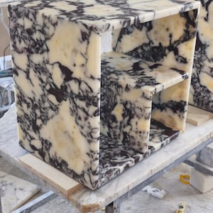 Calacatta Viola Marble End Table Side Table Special design shelf system Nightstand TAXFREE