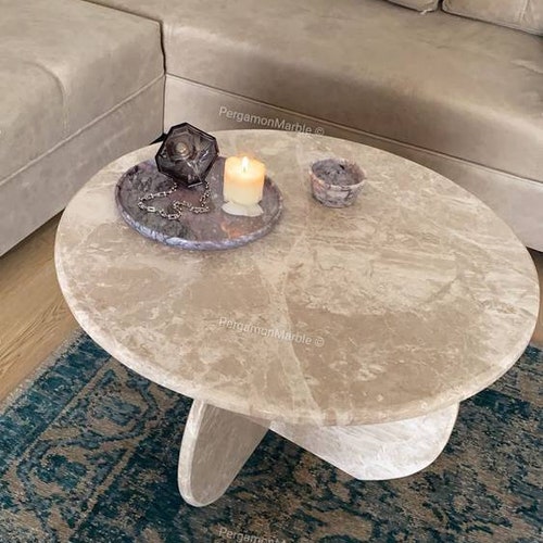 Beige Color Marble Coffee Table is Real Marble and Handmade - Etsy