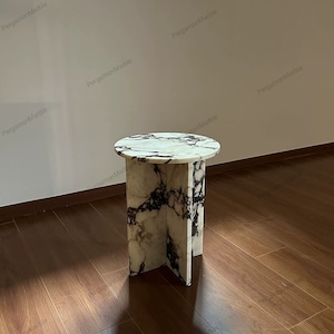 Calacatta Viola Marble side table, end table,nightstand italian marble 100% Handmade Product