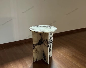 Calacatta Viola Marble side table, end table,nightstand italian marble 100% Handmade Product