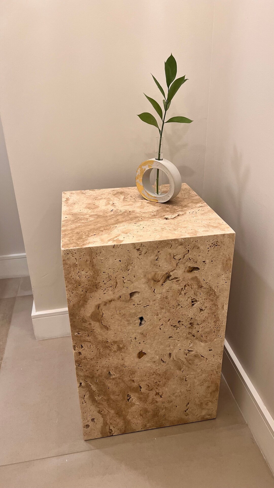 Travertine Cube Coffee Table Side Table End Table, Free Shipping